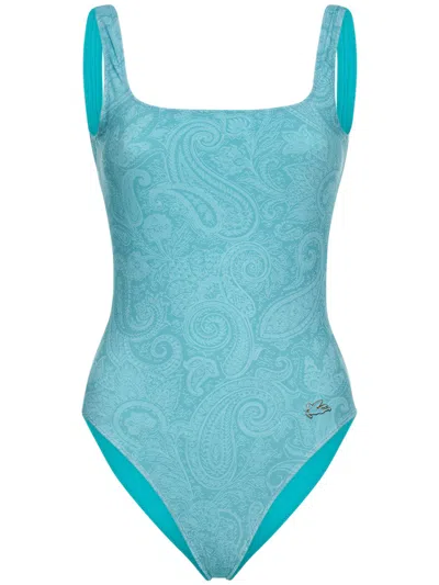Etro Elegant Blue One-piece Swimsuit Classic Style