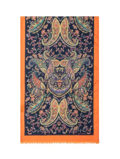 Etro Elegant Cashmere Blend Scarf - Mini Accessory For Ss26 In Blue