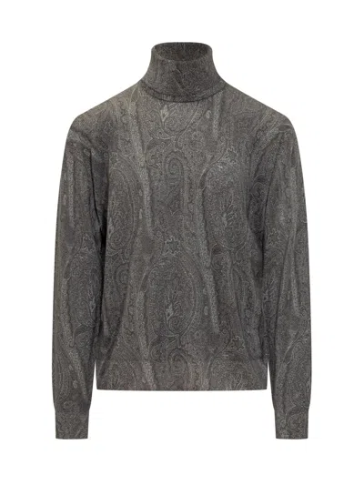 Etro Elegant Knit Dolcevita Sweater In Gray