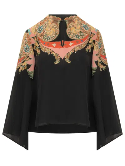 Etro Elegant Mini Blouse With Ample Sleeves In Black