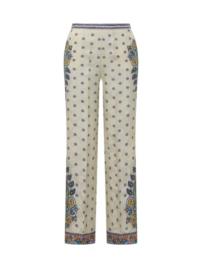 Etro Elegant Silk Trousers For Ss25 In Multi