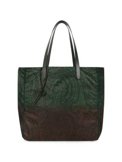 Etro Elegant Tote Bag With Paisley Pattern In Green