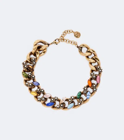 Etro Embellished Chain Necklace In Gold