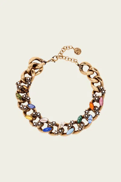 Etro Embellished Chain Necklace In Gold Multi