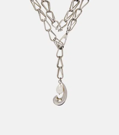 Etro Embellished Chain Necklace In Silver