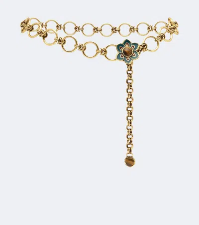 Etro Embellished Floral Chain Belt In Gold