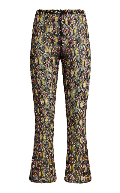 Etro Embellished Lace Straight-leg Pants In Black