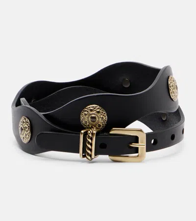 Etro Embellished Leather Belt In Brown