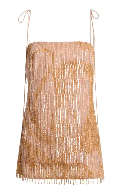Etro Embellished Leather Mini Dress In Gold