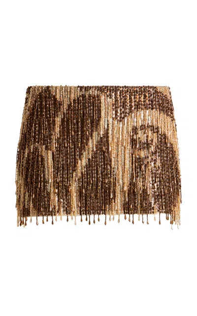 Etro Embellished Leather Mini Skirt In Multi