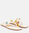 Etro Embellished Leather Sandals In Bianco