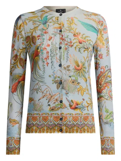 Etro Embellished-motif Cardigan In Blue