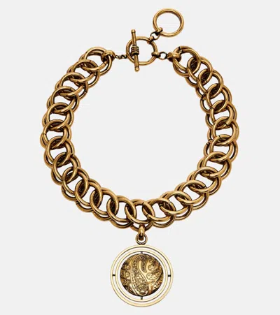 Etro Embellished Pendant Necklace In Gold