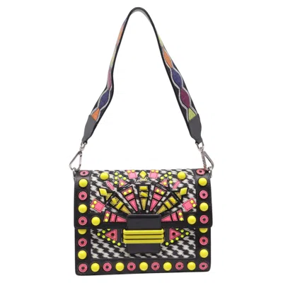 Pre-owned Etro Embellished Shoulder Bag In Multicolor Leather In Black