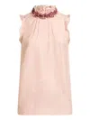 Etro Sleeveless Embellished Neck Blouse In Pink