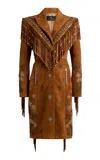 Etro Embellished Suede Coat In Brown