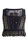 Etro Embellished Suede Vest In Black