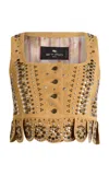 Etro Embellished Suede Vest In Brown