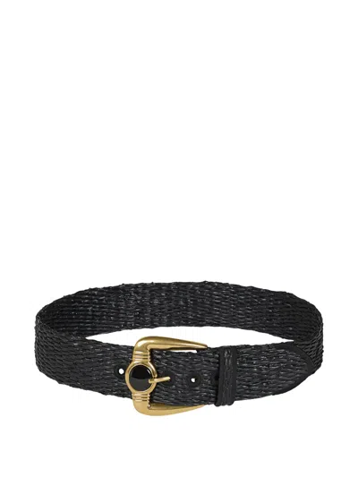 Etro Embellished-buckle Woven Belt In Black