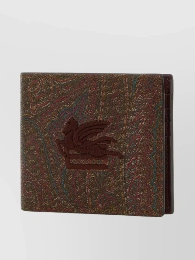 Etro Embossed Faux Leather Wallet In Burgundy