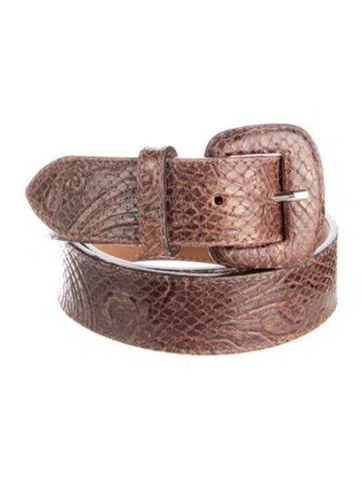 Pre-owned Etro Embossed Leather Belt In Brown