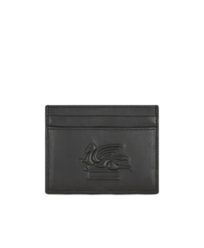 Etro Embossed Logo Card Bag In Black