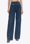 Etro High Waist Wide Leg Denim Trousers In Blue