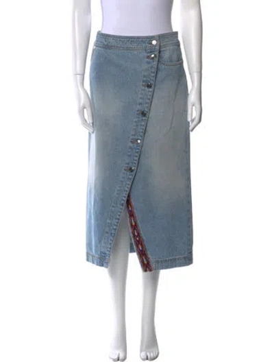 Pre-owned Etro Embroidered Accent Midi Length Skirt In Blue