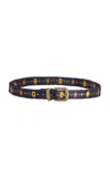 Etro Embroidered Beaded Belt In Purple
