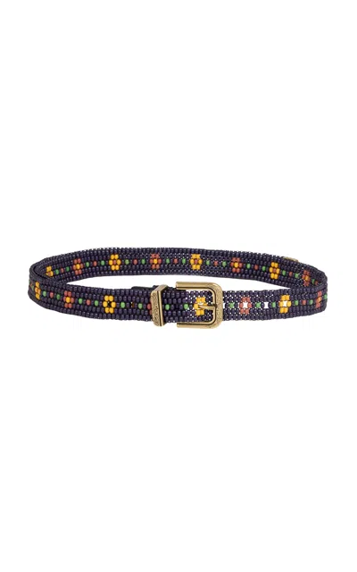 Etro Embroidered Beaded Belt In Purple
