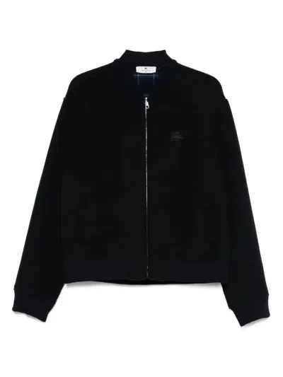 Etro Embroidered Bomber Jacket With Zip Closure In Black
