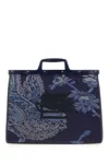 Etro Canvas Bag With Logo Motif And Embroidery In 0200