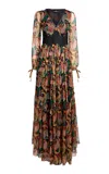 Etro Embroidered Chiffon Maxi Dress In Multi