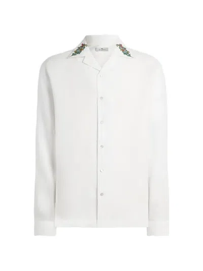 Etro Embroidered-collar Shirt In White