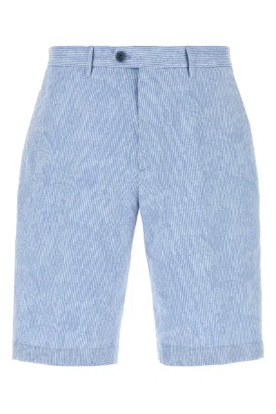 Etro Embroidered Cotton Bermuda Shorts In Multi