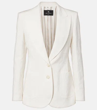 Etro Embroidered Cotton-blend Blazer In White