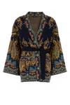 Etro Embroidered Cotton Blend Cardigan In Multi