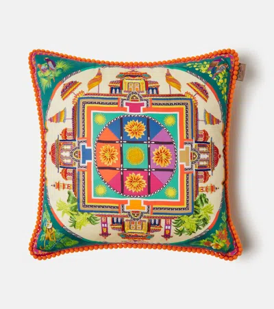 Etro Embroidered Cotton Cushion In Multi