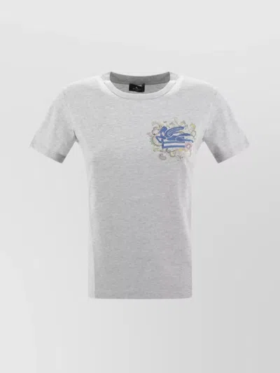 ETRO EMBROIDERED COTTON GRAPHIC PRINT T-SHIRT