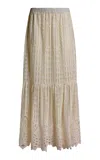 Etro Embroidered Cotton Maxi Skirt In White