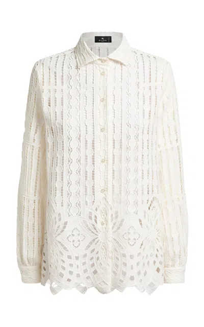 Etro Embroidered Cotton Shirt In White