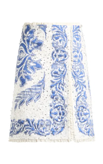 Etro Embroidered Cotton-silk Skirt In Multi
