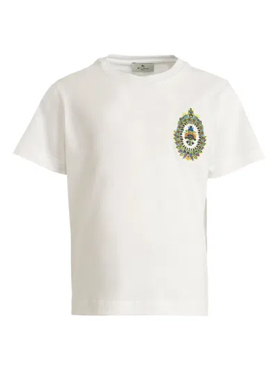 Etro Kids' Embroidered Cotton T-shirt In White