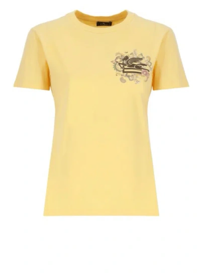 Etro Pegaso-embroidered T-shirt In Yellow