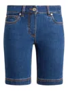 Etro Denim Bermuda Shorts With Embroidered Rear Logo In Blue