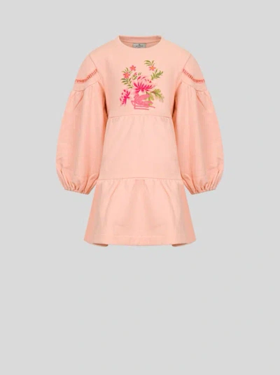 Etro Kids' Embroidered Dress For Children In Pink