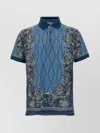 Etro Floral Pattern Short Sleeve Polo Shirt In Blue