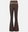 Etro Embroidered High-rise Flared Pants In Brown