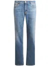 Etro , Jeans With Embroidery, Man, Light Blue, Size 33 In Blue