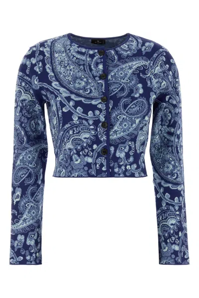 Etro Embroidered Knit Cardigan In Printed